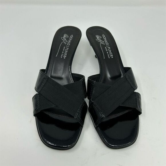 Donald J. Pliner Black Kitten Heel Slip On Dressy Sandals Open Toe Size 8 - Picture 4 of 12